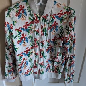 Guess White Floral Bomber Jacket